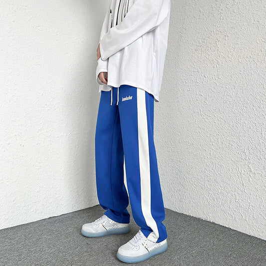 saferido Contrasting Color Stitching Mopping Casual Trousers Men Oversize Sports Loose Pants Printed Letters Straight Wide-leg Sweatpants