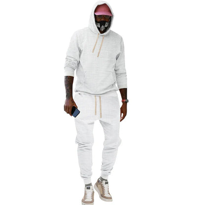 saferido New Spring and Autumn Men's Jacquard Hoodie Set Men's Leisure Sports Set Men's