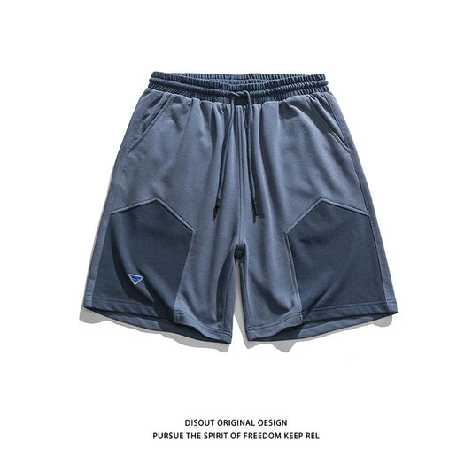 saferido Sports Casual Shorts Oversize New Street Stitching Hit Color Straight Wide Leg Pants Trendy Fashion Short Pants for Mens Summer