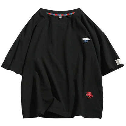 Summer New Men's Short-Sleeved T-shirt Cotton and Linen Casual Men's T Shirts Male Breathable Loose Hip Hop Embroidery Top Tees