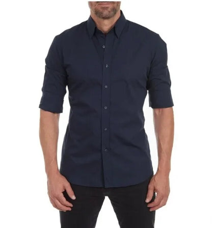 Men's Zipper Shirt Hidden Zipper Fake Button Spring and Fall Models New Oxford Stretch Cotton Zipper Shirt Shirts for Men