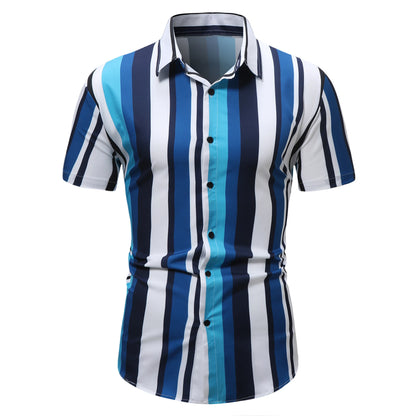 Brand Striped Shirt For Men Slim Cotton Breathable Fashion Short Sleeve High Quality Design Casual Shirt Male