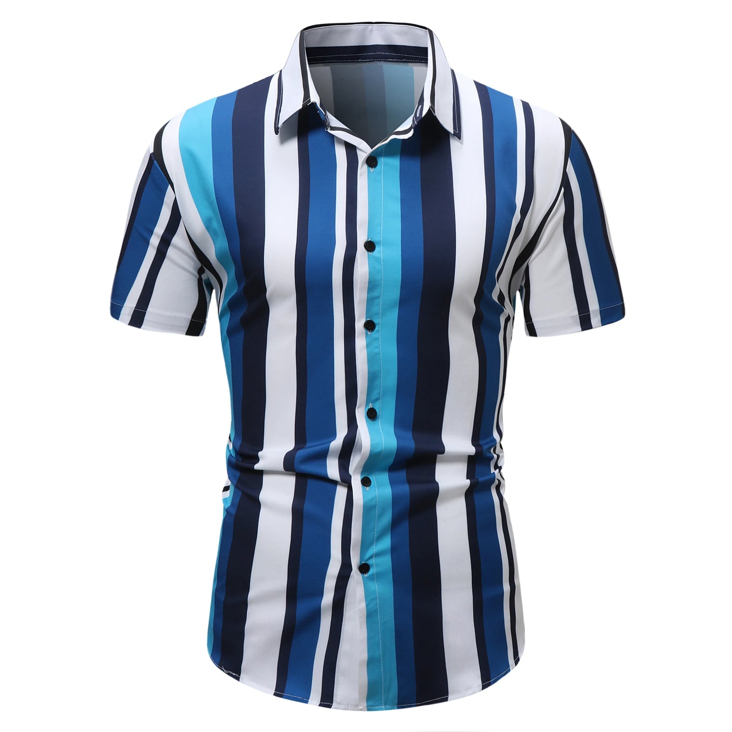 Brand Striped Shirt For Men Slim Cotton Breathable Fashion Short Sleeve High Quality Design Casual Shirt Male