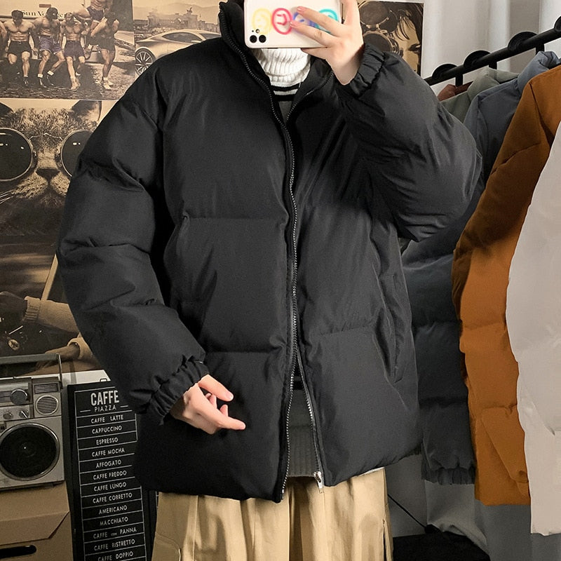 US Size Winter Jacket Men Parkas Thicken Warm Coat Mens Stand Collar Jackets Solid Color Parka Coat Women Fashion New Streetwear
