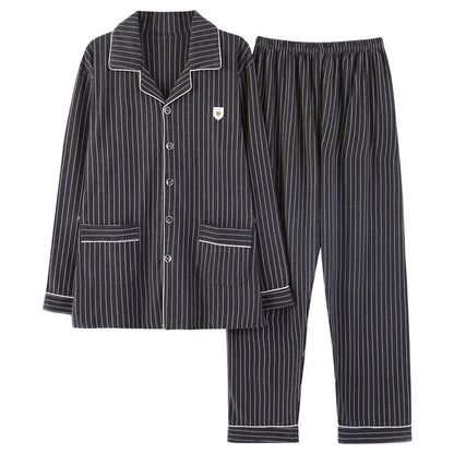 Men Pajamas Set Lounge Sleepwear Plaid Pyjamas Long Sleeve Spring Autumn Loungewear Male Homewear Home Clothes