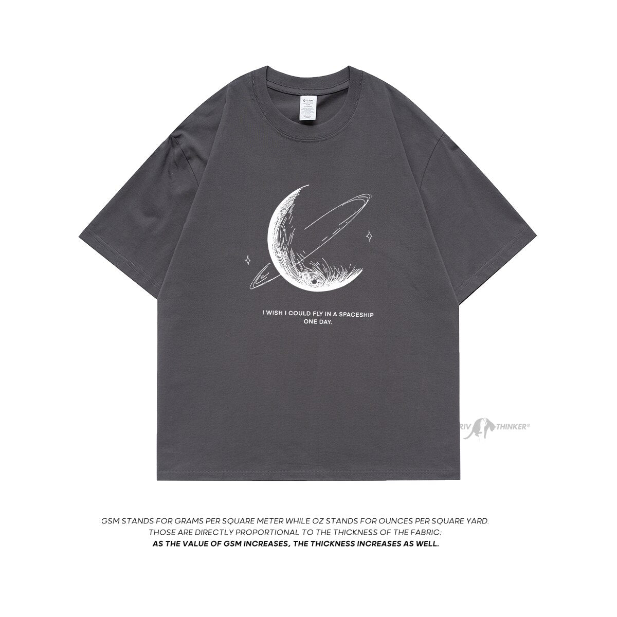 HybSkr Simple Stroke Moon Graphic Men Tshirt Oversize Letter Print Short Sleeve T-shirt Cotton Male Streetwear Unisex Basic Tops