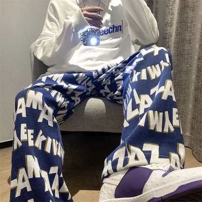 saferido Straight Thin Wide Baggy Men's Casual Pants Hippie Loose Summer Hip Hop Male Trousers Spandex Sale High Quality Harajuku Fashion