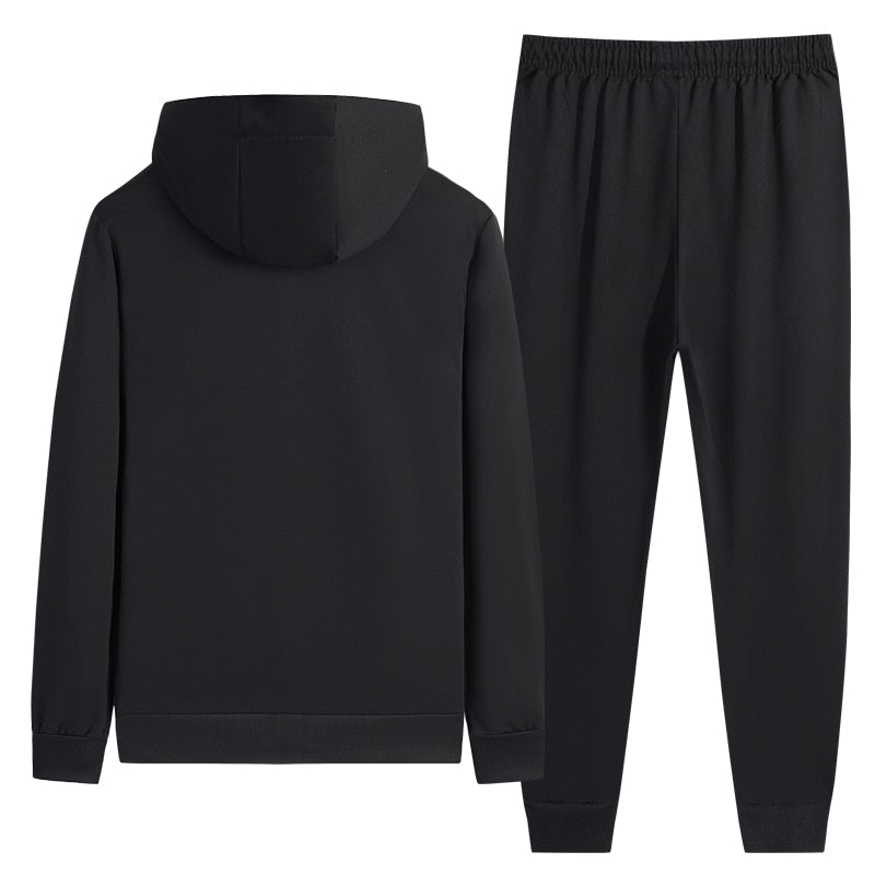 New Korean Fashion Men'S Summer Thin Breathable Hooded Cardigan Two Piece Set Outdoor Running Jacket Leisure Sports Suit