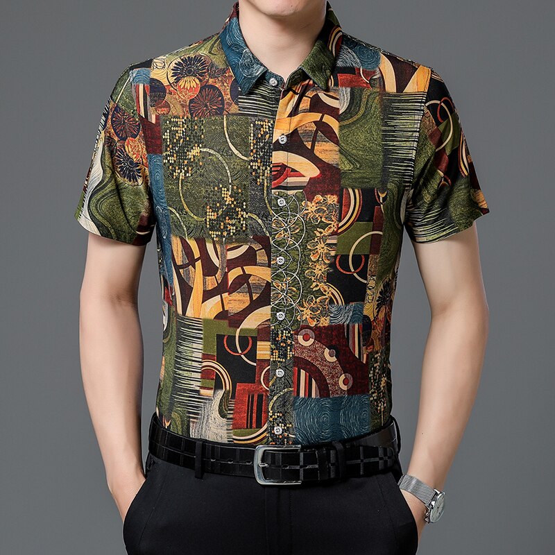 Men's Fashion Summer Shirt Short Sleeve Hawaiian Beach Casual Floral Shirts For Man Personalized Holiday NightClub Blouse