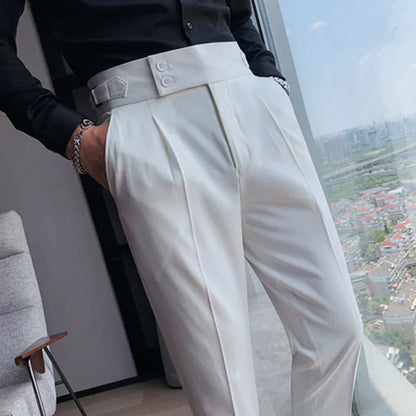 saferido Men Spring  Suit Pants Fashion Casual Slim Fit Business Suit Trousers Men's Wedding Party Work Pants Classic Large Size 36