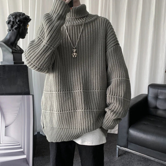 saferido Autumn Winter Mens Casual Turtleneck Pullover Men's Long Sleeve Rollneck Sweater Korean Style Fashion Warm Knitted Sweater