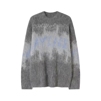 saferido Korean Vintage Thickened Gradient Slouchy Sweaters Knitted Sweaters for Men's Loose and Popular Autumn and Winter Sweaters