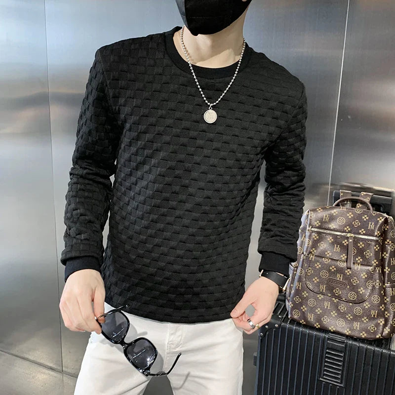 saferido Male Spring Autumn Round Collar Loose Long sleeve Hoodies /Male Slim Fit High-Grade Sweatshirts Basis Tops Streetwear S-3XL