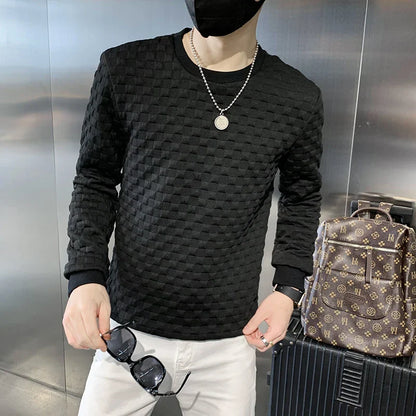 saferido Male Spring Autumn Round Collar Loose Long sleeve Hoodies /Male Slim Fit High-Grade Sweatshirts Basis Tops Streetwear S-3XL