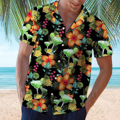 Hawaiian Shirts Red Tropical Shirts Floral Men  Tops Summer Casual Short Sleeve Button Shirt Chemise Loose Vacation Beach