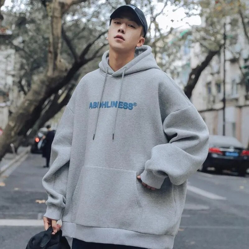 Autumn Letter Graphic Vintage Hoodies Men American Casual Hooded Sweatshirt Fashion Jumper Baggy High Street Male Pullovers