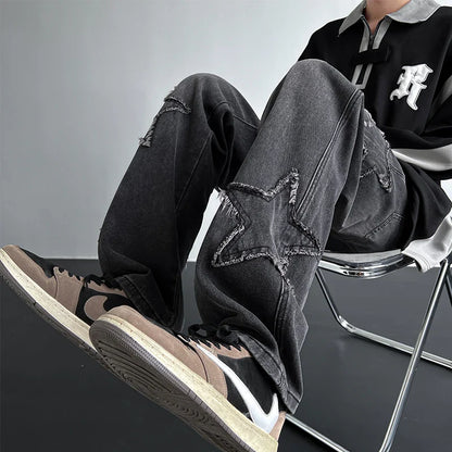 saferido Vintage Men's Trendy Jeans American Premium Simple Casual Pants Fashion Street Male Straight Pants Fashionable Peplum Clothing
