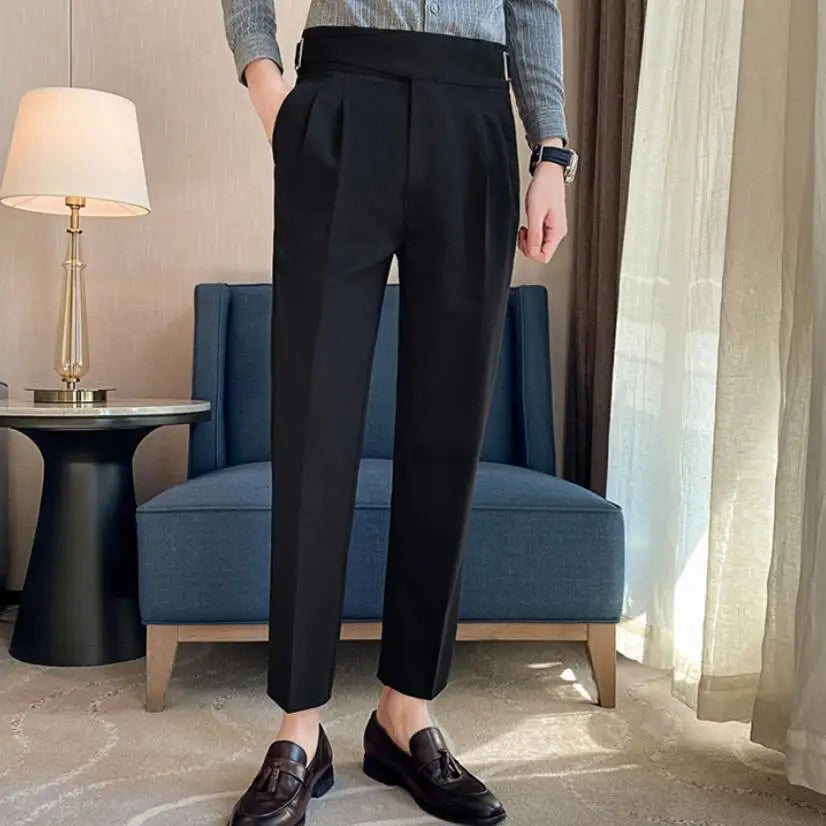 saferido Men Trousers White Autumn Solid Business Casual Suit Pants British Style Men Clothing Formal Wear Office Trousers Straight