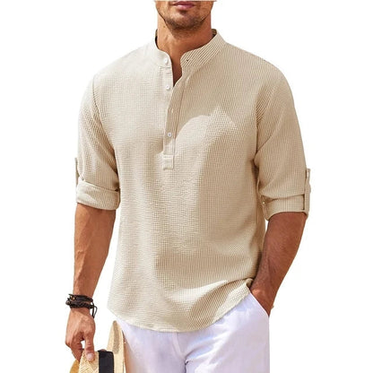 saferido 2024  Polos New Men's Casual Blouse Cotton Linen Shirt Loose Tops Long Sleeve T-Shirt Spring Autumn Casual Handsome Men's Shirts