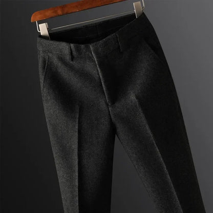 High Quality Autumn Winter New Men's Suit Pants Fashion Business Casual Woolen Suit Pants Male Straight Formal Trousers