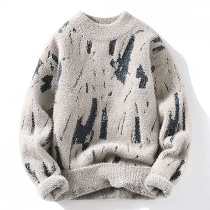 Winter Harajuku Mink Cashmere Sweater Men Half Turtleneck Hip Hop Sweaters Top Quality Pull Homme Thick Warm Mens Pullovers