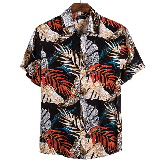 Men's Hawaiian Polyester Summer Short Sleeve Shirt Tropical Leaf 3D Pattern Printing Beach Male Shirts Casual Blouse For Men 5xl