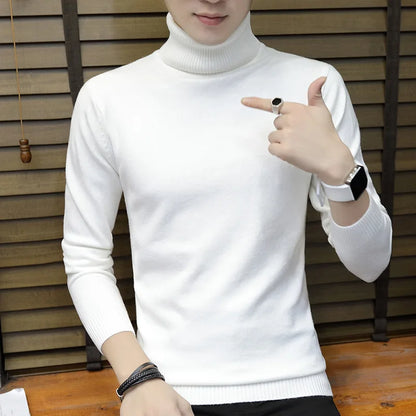 Men Casual Knit Sweaters/Male Slim Fit Turtleneck Tight Knit Shirt Men's Knitted Sweaters Autumn Winter