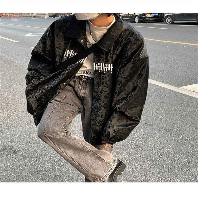 Letter printed jacket Men's Oversized jackets Autumn new fashion casual loose high street hip-hop jacket hip-hop jackets coats