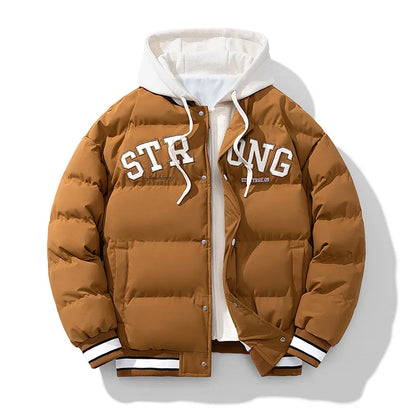 Winter Jacket Men's Zipper New Jacket Streetwear Windproof Fashion Jacket Hooded Parkers Winter Thick Thermal Cotton Coat Men's