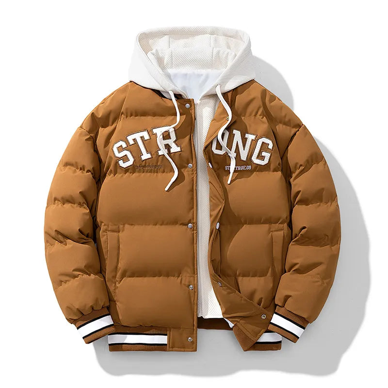 Winter Jacket Men's Zipper New Jacket Streetwear Windproof Fashion Jacket Hooded Parkers Winter Thick Thermal Cotton Coat Men's