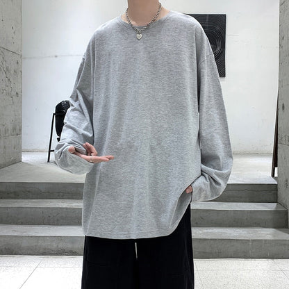 Autumn Long Sleeve T-Shirt Men Fashion Solid Basic T Shirt Mens Oversized Hip Hop Casual Cotton Mens Streetwear Top Tees