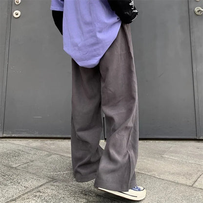 saferido Baggy Men Wide Leg Pants Korean Spring Autumn Solid Color Straight Overalls Casual Trousers Man Bottoms Y2k Clothes