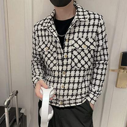 saferido New Style Men Spring High Quality Plaid Casual Jackets/Male Slim Fit Fashion Autumn Lapel Plaid  Coat S-3XL