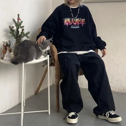 saferido Baggy Black Cargo Pants for Men Khaki Cargo Trousers Male Vintage Loose Casual Autumn Japanese Streetwear Hip Hop Retro