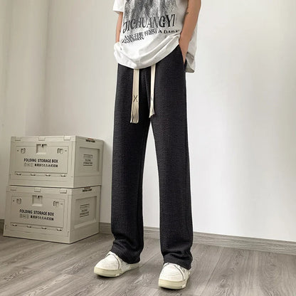 saferido Summer Pleated Pants Men Fashion Oversized Wide Leg Pants Men Japanese Streetwear Hip Hop Loose Straight Pants Mens Trousers