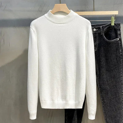 saferido Half Turtleneck Sweater Men Vintage Long-sleeved Korean Solid Knit Sweater Underwear Bottoming Shirt Casual Versatile Male