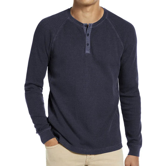 saferido Spring Autumn Long Sleeve Tshirt Men Fashion Henry Collar Solid Color Casual Pullover Tops Mens Knitting Tees Man Clothing