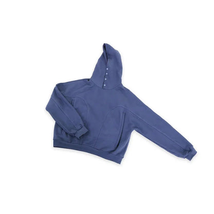 saferido Sweatshirt For Men Hooded Buttoned Oversize High Street Solid Color 2024 New Spring Summer Trendy Streetwear