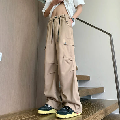 saferido Men Korean Fahions Wide Leg Pants Mens Black Loose Casual Harem Pants Japanese Streetwear Joggers Sweatpants 5XL