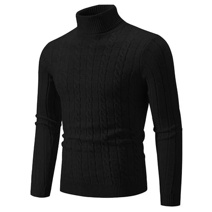 Autumn Winter Men's Turtleneck Sweaters Pullovers Solid Color Long Sleeve  Slim Fit Youth Knitted Casual Pullover Sweater Men