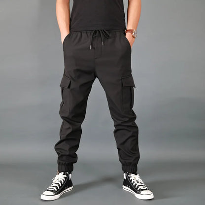saferido Spring And Autumn Solid Color Men's Jogging Pants Multi-Pocket Loose Casual Warm Sports Pants Overalls Men's Large Size M-4XL