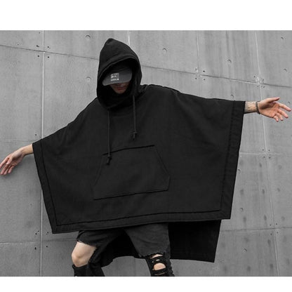 Black Oversized Hoodies Sweatshirt Baggy Trench Coat Anorak Men Goth Punk Japanese Streetwear Hip Hop Gothic