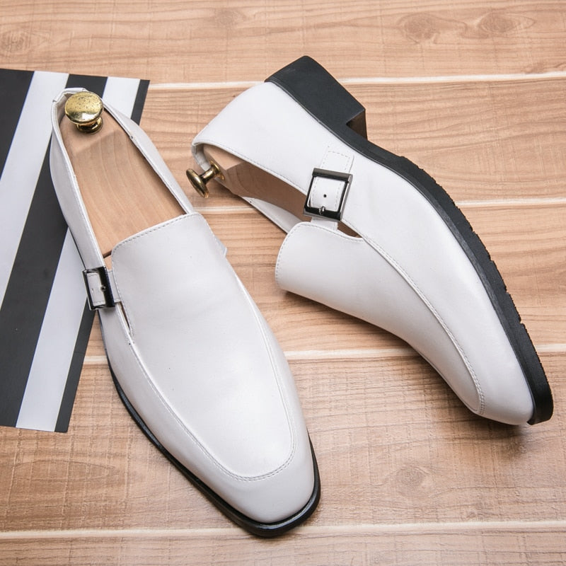 saferido Men White Casual Flat Shoes Loafers Business Office Shoes For Men Driving Moccasins Comfortable Slip On Moccasins Wedding Shoes