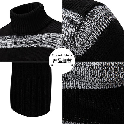 High Quality Men's New Autumn and Winter Casual Warm Neck Sweater Knit Pullover Warm Tops
