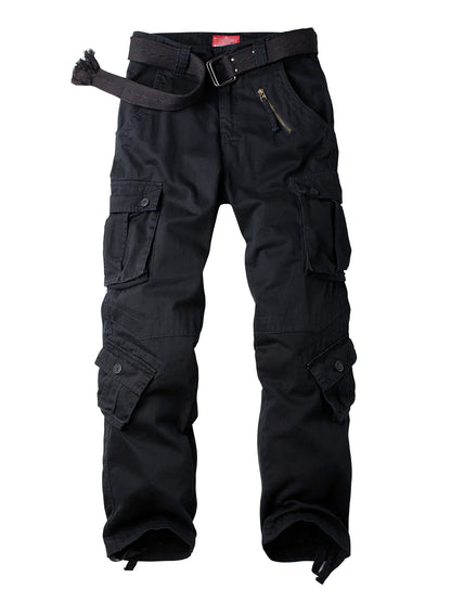 Men's Casual Cargo Pants Military Army Camo Pants Combat Work Pants with 8 Pockets(No Belt)
