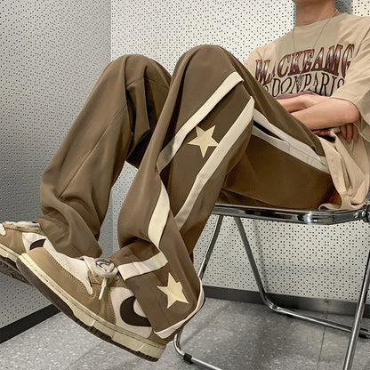 saferido Y2K Star Sweatpants Men Black Sports Pants Wide Leg Trousers Male Japanese Streetwear Hip Hop Graphic Loose Casual