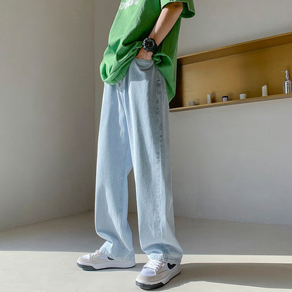 4 Colors Baggy Jeans Men Fashion Casual Wide Leg Jeans Men Streetwear Loose Hip Hop Straight Denim Pants Mens Trousers M-2XL