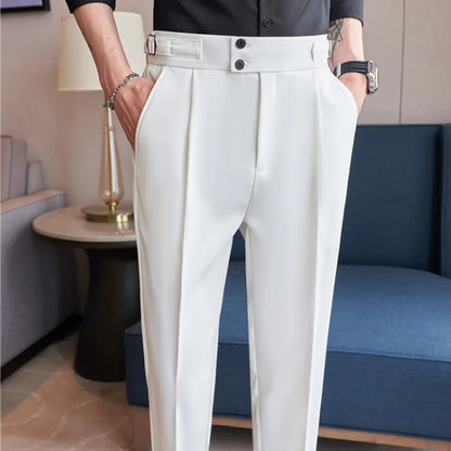 saferido British Style Simple High Waist Casual Pants Slim Solid Suit Trousers Pantalon De Travail Pour Homme Business Korte Homme 3XL