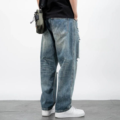 saferido Wide Leg Men's Jeans Loose Baggy Trousers with Pockets Male Cowboy Pants Luxury Japanese Street Style Original Classic Kpop Soft