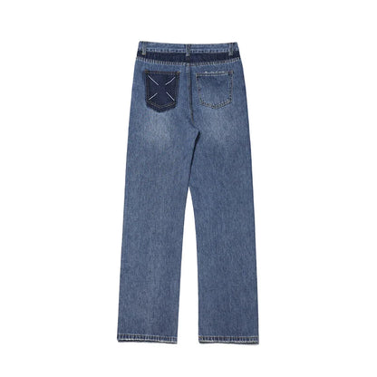 saferido Black/Blue Spring New Straight Jeans Men Women Wide Leg Denim Skateboard Trousers Fashion Boyfriend Pants Male